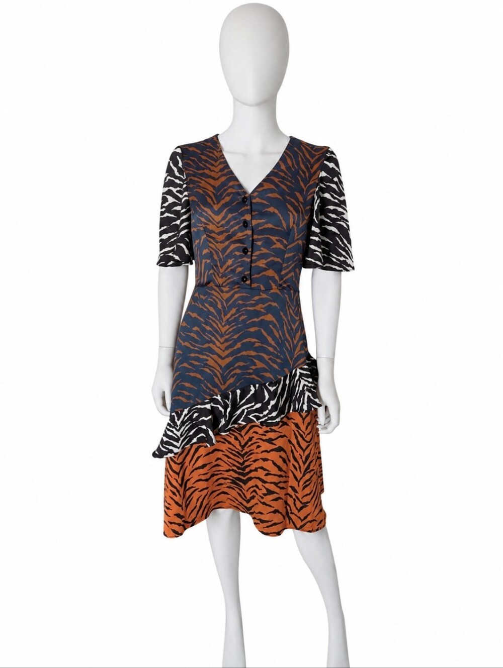 AUTUMN ADEIGBO | Tracy Animal Print Midi Dress Size 2 - Picture 1 of 7